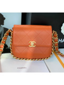 Chanel Calfskin Chain Charm Small Flap Bag AS2831 Orange 2021 