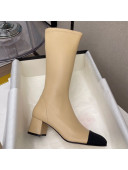 Chanel Lambskin Heel Mid High Boots Beige 2020