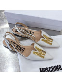 Moschino M Calfskin Flat Sandals White 2020