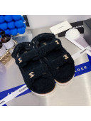 Chanel Shearling Flat Sandals G35927 Black 2021