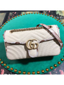 Gucci GG Marmont Raffia Small Shoulder Bag ‎with Snakeskin Trim 443497 White/Brown 2019
