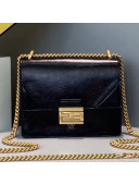Fendi Kan U Small Vintage Calfskin Embossed Corners Flap Bag Black 2019 (Top Quality)