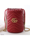 Gucci GG Marmont Leather Mini Bucket Shoulder Bag 575163 Red 2019