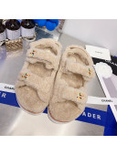 Chanel Shearling Flat Sandals G35927 Beige 2021