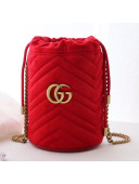 Gucci GG Marmont Velvet Mini Bucket Shoulder Bag 575163 Red 2019