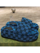 Gucci GG Multicolor Canvas Platform Slide Sandal 573018 Blue 2021