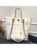 Chanel Large Eyelet Calfskin Shopping Bag AS0487 White 2019