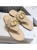 Dior CD Calfskin Flat Thong Sandals Nude 2020