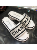 Chanel Embroidered Slide Sandals G34826 White 2021