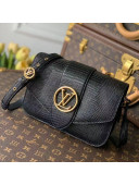 Louis Vuitton LV Pont 9 Shoulder Bag in  lizard Embossed Leather N98264 Black 2020
