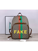 Gucci 'Fake/Not' Print Medium Backpack 636654 Beige 2020