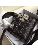 Dior Mini Lady Dior Top Handle Bag in Crystal Silk Black