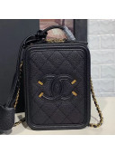 Chanel Grained Calfskin Long Vanity Case Top Handle Bag AS0988 Black 2019