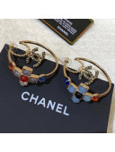 Chanel Colored Stone Hoop Earrings AB3160 2019