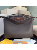 Fendi Men's Medium Peekaboo Iconic Essential Tote Bag in Dark Brown Leather 2020