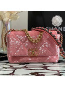 Chanel Sequins Chanel 19 Small Flap Bag AS1160 Coral Pink 2021