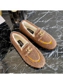 Chanel Shearling Wool Flat Loafers Brown 2020