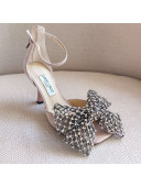 Jimmy Choo Mana Suede Sandals 8.5cm with Crystal Bow Pink 2021