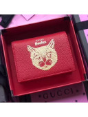 Gucci Garden Cat Print Calfskin Card Case 516938 Red 2018