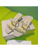 Jimmy Choo Leather Pearl Heel Slide Sandals 4.5cm Silver 2021
