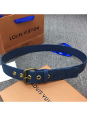 Louis Vuitton Men's Monogram Denim Belt 35mm with Square Buckle Blue 2019