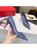 Valentino VLogo One-Tone Patent Leather Pumps 80mm Blue 2020