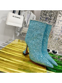 Amina Muaddi Sequins Short Boots Blue 2021 04