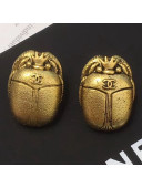 Chanel Beetle Stud Earrings AB1906 Gold 2019