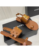 Chanel Calfskin Thong Flat Sandals G36885 Brown 2021