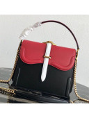 Prada Belle Leather Top Handle Bag 1BN004 Red/Black/White 2019
