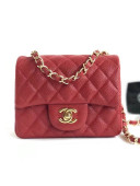 Chanel Caviar Calfskin Mini Square Classic Flap Bag 1115 Red (Gold-Tone Hardware)