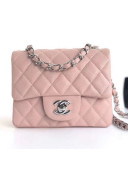 Chanel Caviar Calfskin Mini Square Classic Flap Bag 1115 Pink (Silver-Tone Hardware)