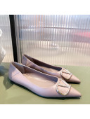 Valentino Silver VLogo Grained Leather Ballet Flat Dusty Pink 2021 