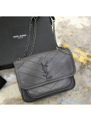 Saint Laurent Baby Niki Chain Bag in Vintage Crinkled Leather 533037 Dark Grey 2021