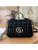 Gucci GG Marmont Geometric Leather Mini Top Handle Bag 583571 Black 2021