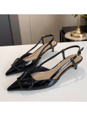 Valentino VLogo One-Tone Patent Leather Slingback Sandals 40mm Black 2020