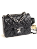 Chanel Caviar Calfskin Mini Square Classic Flap Bag 1115 Black (Silver-Tone Hardware)