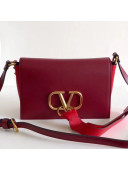 Valentino VRing Large Flap Crossbody Bag Burgundy/Red 2019