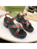 Gucci Lug Sole Sandal with Web Green 2021