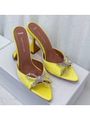 Amina Muaddi Silk Crystal Bow Heel Slide Sandals 9.5cm Yellow 2021