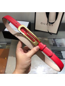 Gucci Width 2.5cm Leather Belt with Long G Buckle Red 2020