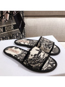 Dior Homey Slipper Sandals in Black and White Toile de Jouy Embroidery 2020