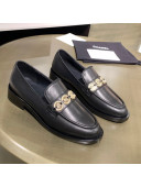 Chanel Calfskin Loafers with Coin Charm G37932 Black 2021