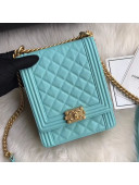 Chanel Grained Calfskin Boy North/South Flap Bag AS0130 Turquoise 2019