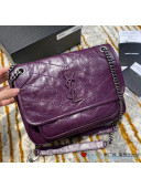 Saint Laurent Baby Niki Chain Bag in Vintage Crinkled Leather 533037 Purple 2021