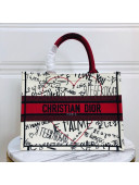 Dior Dioramour Book Tote Small Bag in I love You Canvas Red/White 2020