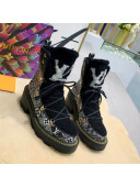 Louis Vuitton LV Beaubourg Short Boots in Crafty Canvas and Shearling Wool 1A8CUQ Black 2020