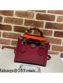Gucci Diana Leather Mini Tote Bag 655661 Dark Red 2021