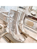 Chanel Metallic Leather Medium-Heel Short Boots Silver 2020