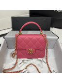 Chanel Quilted Lambskin Mini Flap Bag with Top Handle Pink 2021